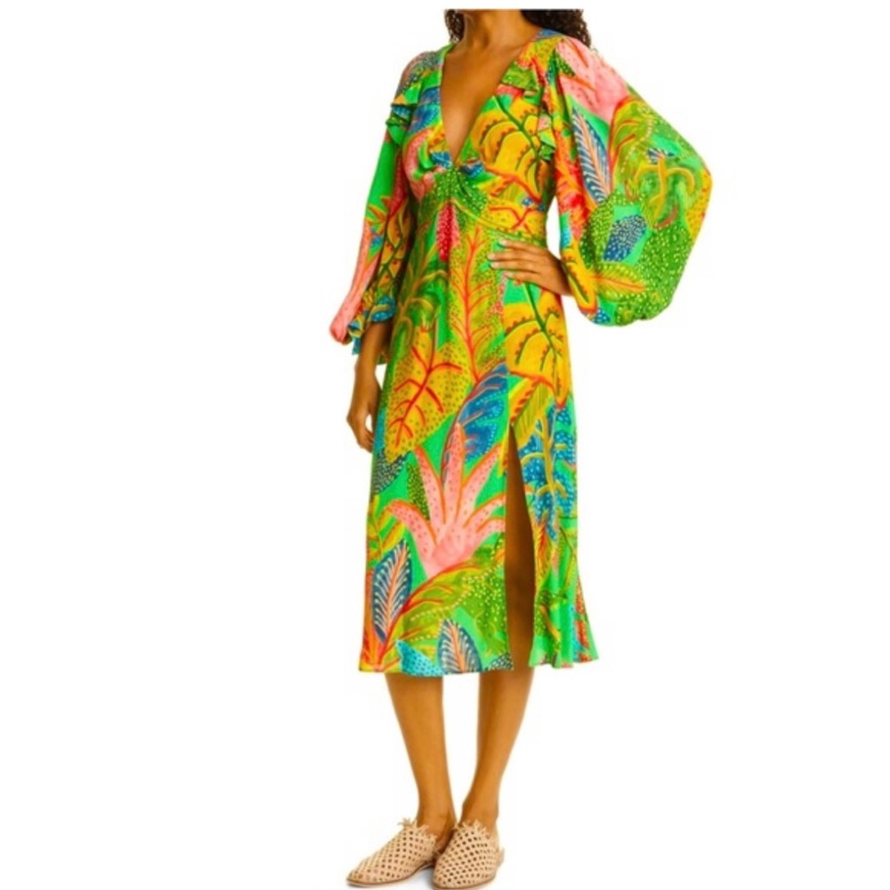 Farm Rio slit dress | forest dream | Small